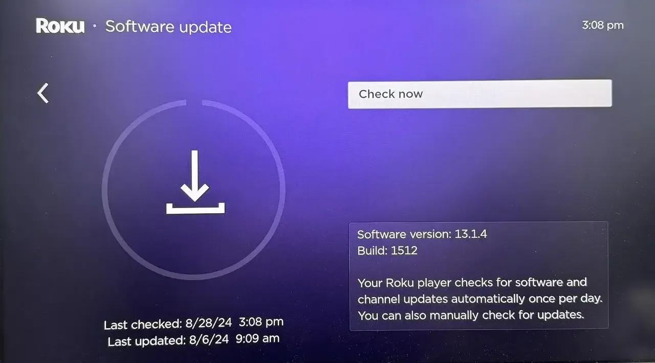 Roku 软件更新入口