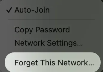 忘记当前 Wi‑Fi 网络
