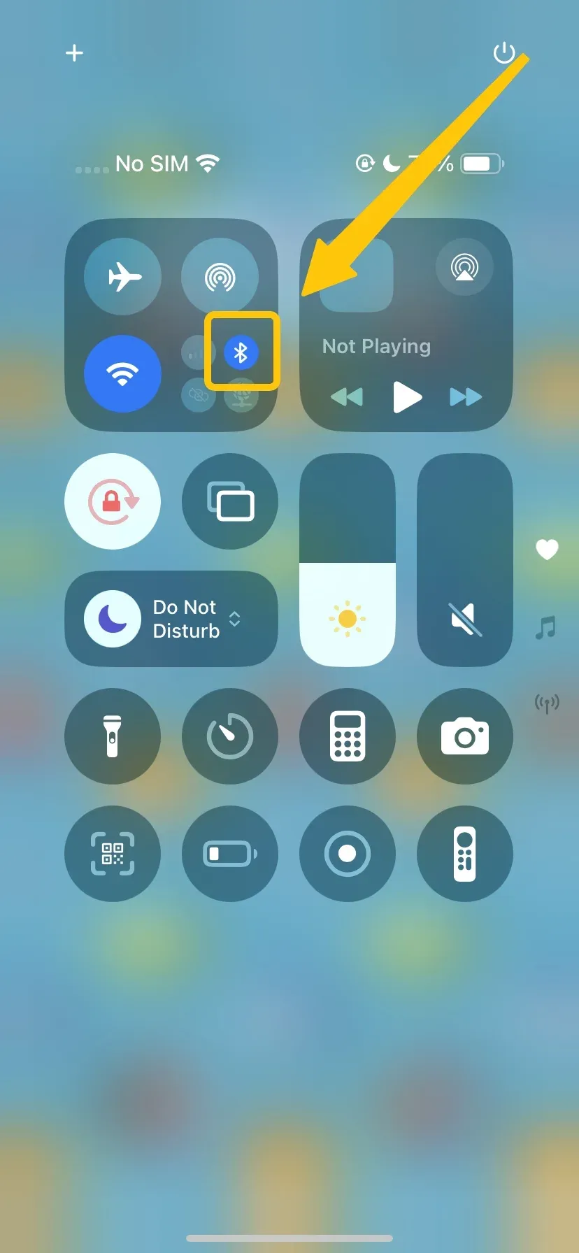 iPhone 控制中心中的蓝牙