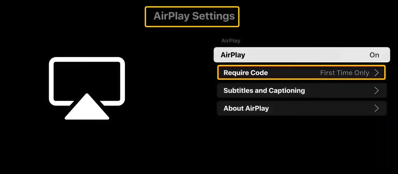 Samsung 电视上的 Require Code 选项