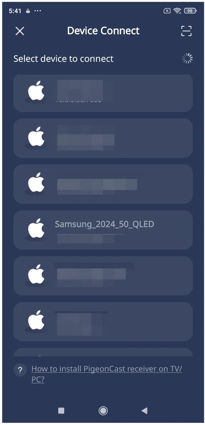 Android 端设备列表