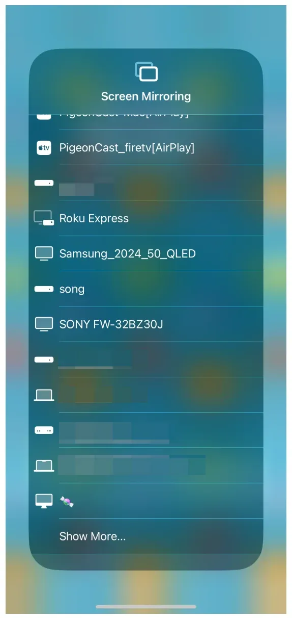 iPhone 上的可用设备列表