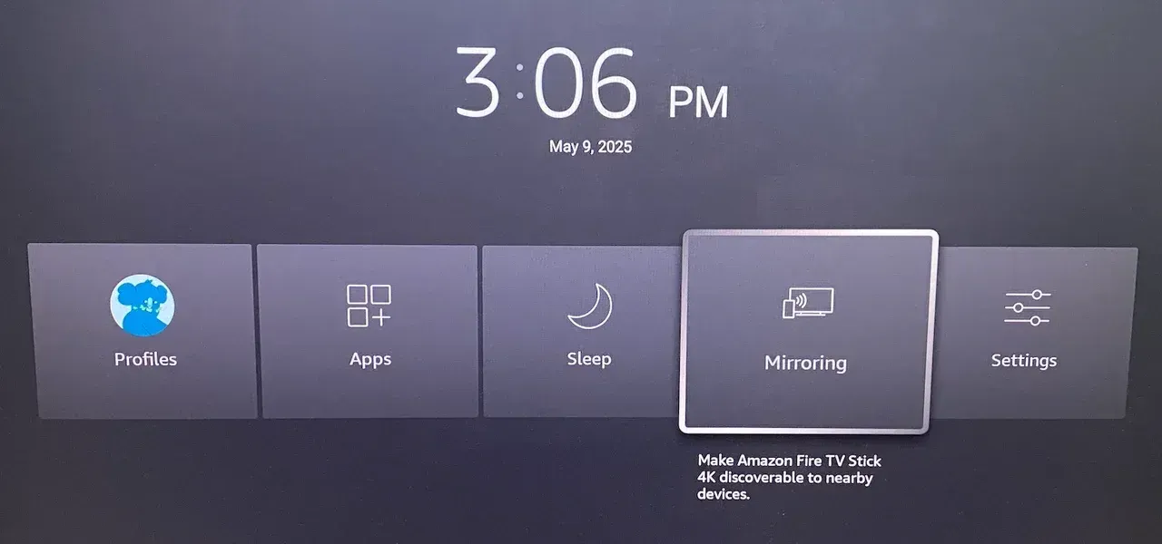 在 Fire TV 上启用 Mirroring