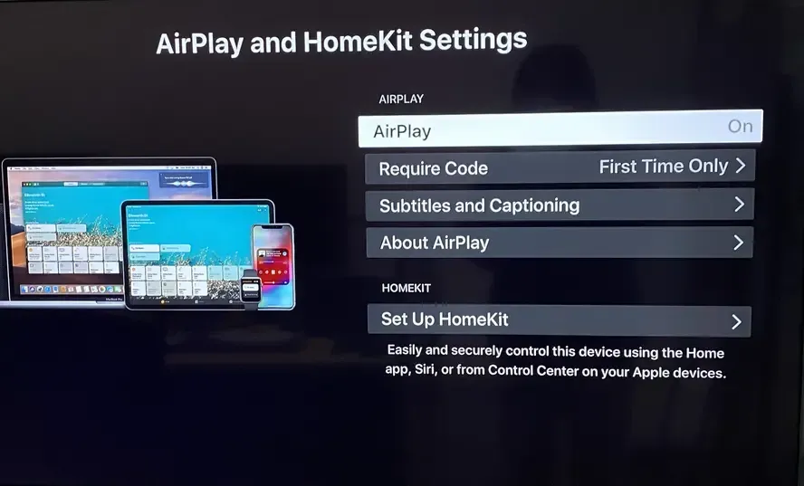 电视上的 AirPlay 与 HomeKit 设置