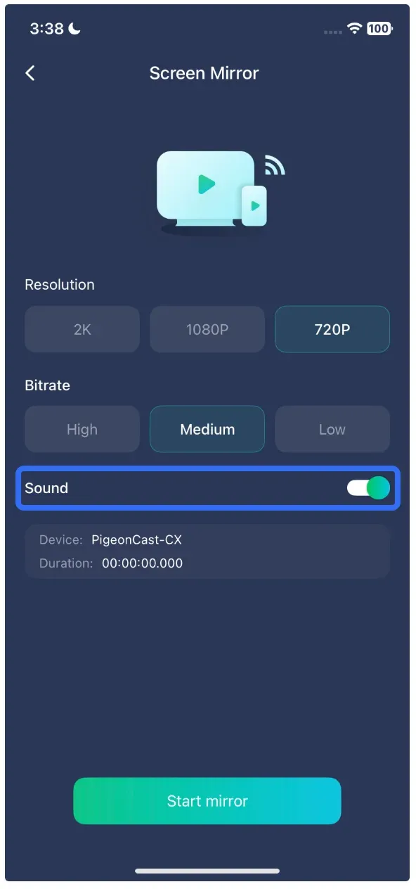 PigeonCast 中的声音开关