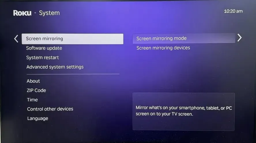 Roku 的 Screen Mirroring 模式
