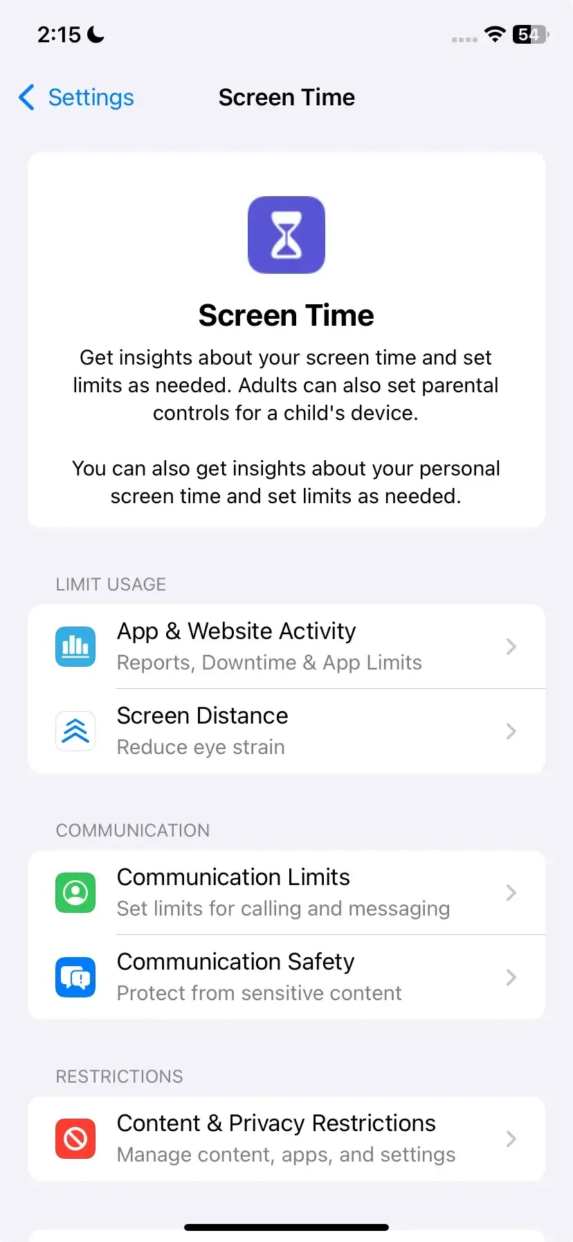 iPhone 的 Screen Time 设置