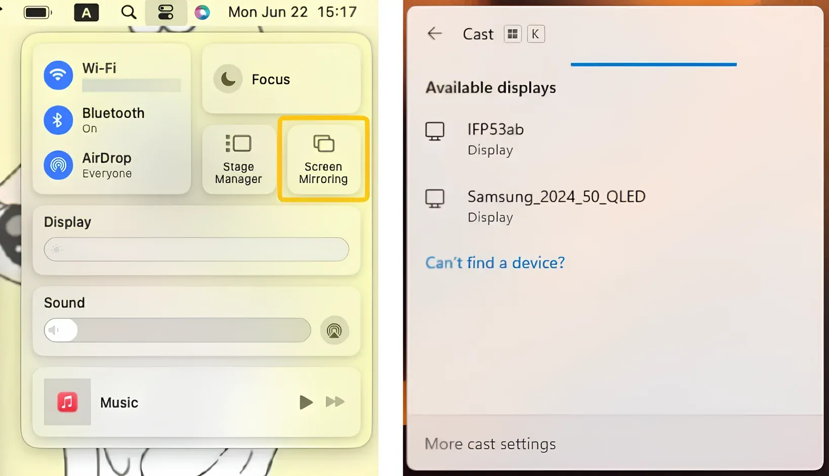 Windows 与 Mac 的屏幕镜像入口