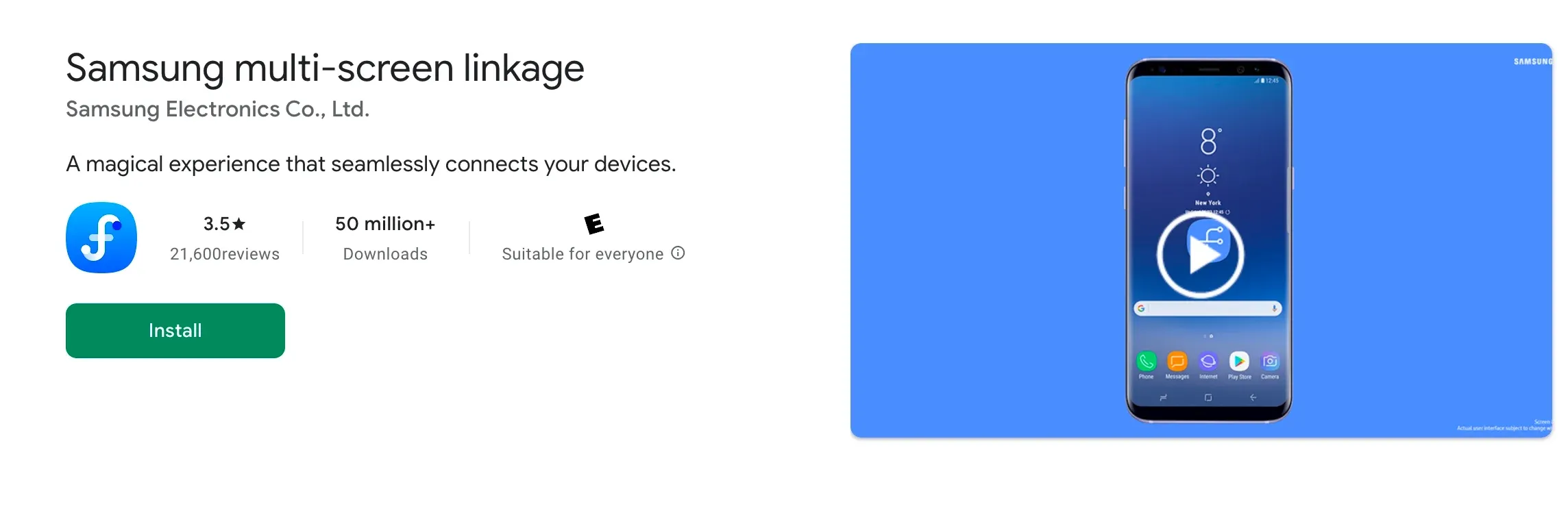 在 Google Play 中查找 Samsung Flow
